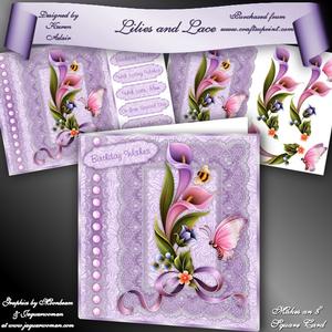 Lilies and Lace in Lilac 8" Square Card Mini-kit