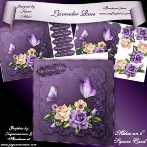 Lavender Roses 8" Square Card Mini-kit