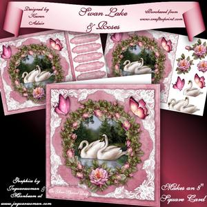 Swan Lake & Roses 8" Square Card Mini-kit