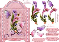Lilies and Lace Screen Card with Step by Step