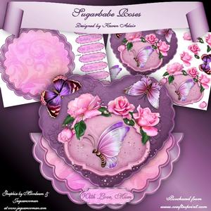 Sugarbabe Roses Heart Shaped Scallop Wobble Card Mini-kit