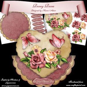 Rosey Roses Heart Shaped Scallop Wobble Card Mini-kit