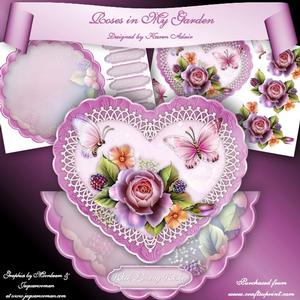 Roses in My Garden Heart Shaped Scallop Wobble Card Mini-kit