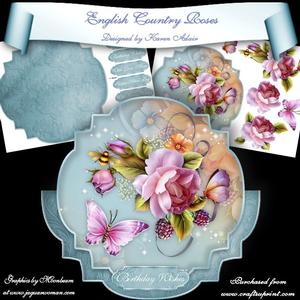 English Country Roses Elegant Shaped Wobble Card