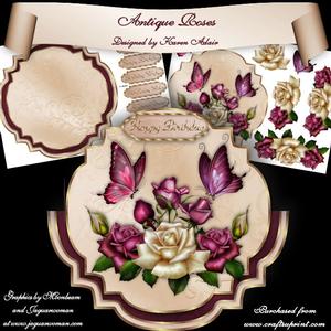Antique Roses Elegant Shaped Wobble Card
