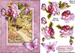 A Country Garden A5 Card Front with Step by Step