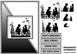 Cute Kids Sillhouette Pyramid Card Front