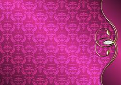 Swirl Bordered Damask in Cerise Pink