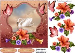 Petunia Swan 7" Card Front with Step by Step