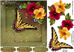 Petunia Butterfly 7" Card Front with Step by Step