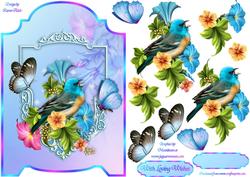 Beautiful Birdie Screen Card with Step by Step