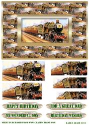 Steam Train Spiral Pyramid Card Front