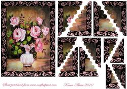Pink Roses Four Corner, Bubble Edge Stacker