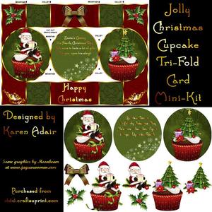 Jolly Christmas Cupcake Tri-fold Card Mini-kit