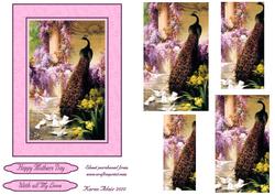 Peacock and Flowers Pyramid Card Front
