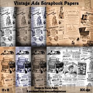 Old Ads Scrapbook Paper Pack