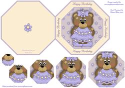 'lilac' the Ballerina Bear - Octagon Pyramid Quick Card