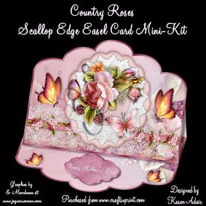 Country Roses Scallop Easel Card Mini-kit