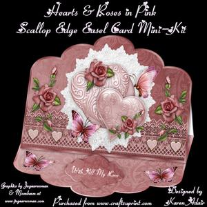 Hearts & Roses in Pink Scallop Easel Card Mini-kit