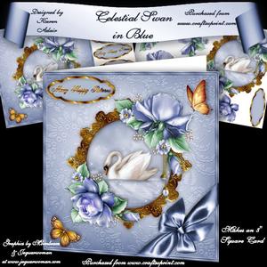 Celestial Swan in Blue 8" Square Card Mini-kit