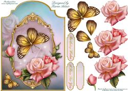 Edwardian Roses Shaped Card Front with Step by Step