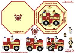 Fire Engine Fun - Octagonal Card with Decoupage