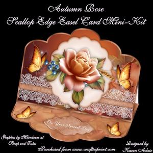 Autumn Rose Scallop Easel Card Mini-kit