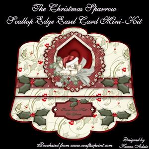The Christmas Sparrow - Scallop Easel Card Mini-kit