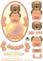 'peaches' Ballerina Bear Cameo with Decoupage