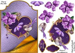 Lilac Orchid Shaped Card Front with Step by Step
