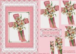 Sympathy Cross with Daffodils and Lace Pyramid Card Front