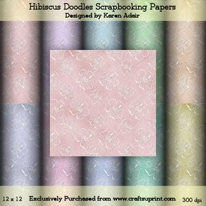 Hibiscus Doodles Scrapbooking Paper Set