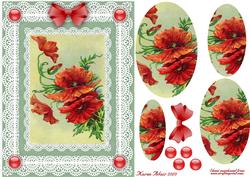 Poppies 'n Lace Pyramid Card Front