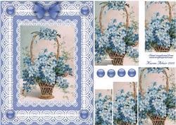 Forget Me Nots 'n Lace Spiral Pyramid Card Front