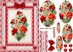 Carnations 'n Lace Pyramid Card Front