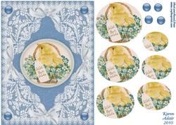 Easter Chick 'n Lace Pyramid Card Front