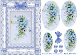Forget Me Nots Bouquet 'n Lace Pyramid Card Front