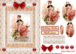 Lady in Red 'n Lace Octagonal Pyramid Card Front