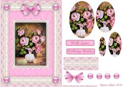 Pink Roses 'n Lace 2 Pyramid Card Front