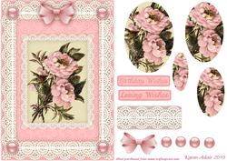Pink Flowers 'n Lace Pyramid Card Front