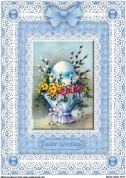 Easter Egg, Flower Basket 'n Lace A4 Card Front