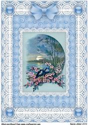 Bluebird, Blossom 'n Lace A4 Card Front