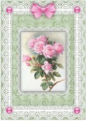 Pink Roses 'n Lace A4 Card Front