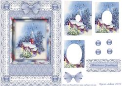 Christmas Church Service Double Pyramid 'n Lace Card Front