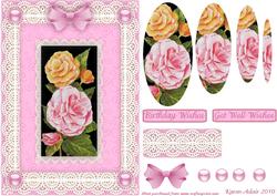 Begonias 'n Lace Pyramid Card Front