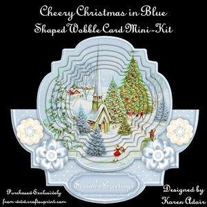 Cheery Christmas in Blue - Shaped Wobble Card Mini-kit