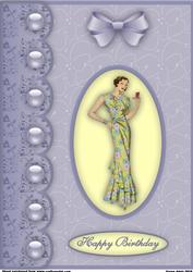 Glamour Girl in Blue A4 Card Front