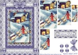 Away in a Manger 'n Lace Pyramid Card Front