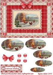The Christmas Robin 'n Lace Pyramid Card Front