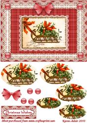 The Christmas Sleigh 'n Lace Pyramid Card Front